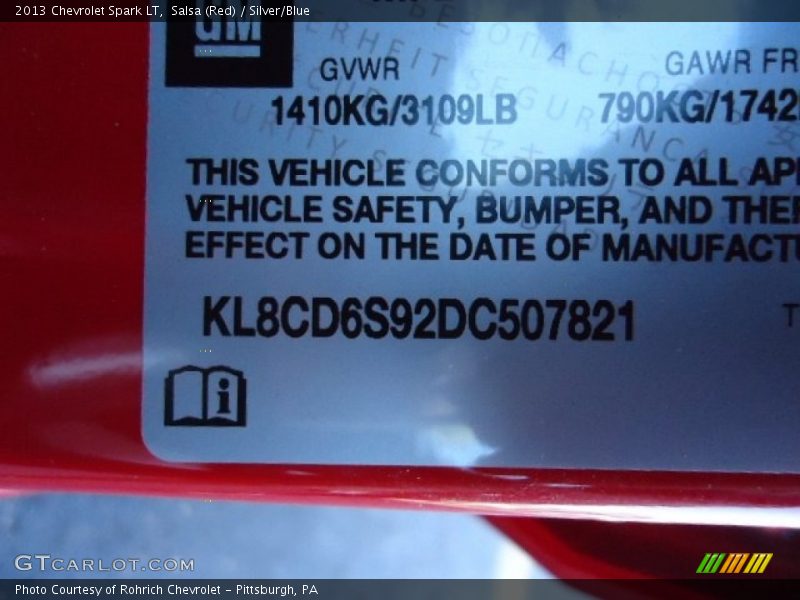 Salsa (Red) / Silver/Blue 2013 Chevrolet Spark LT