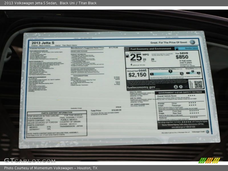 Black Uni / Titan Black 2013 Volkswagen Jetta S Sedan