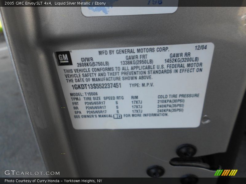 Liquid Silver Metallic / Ebony 2005 GMC Envoy SLT 4x4