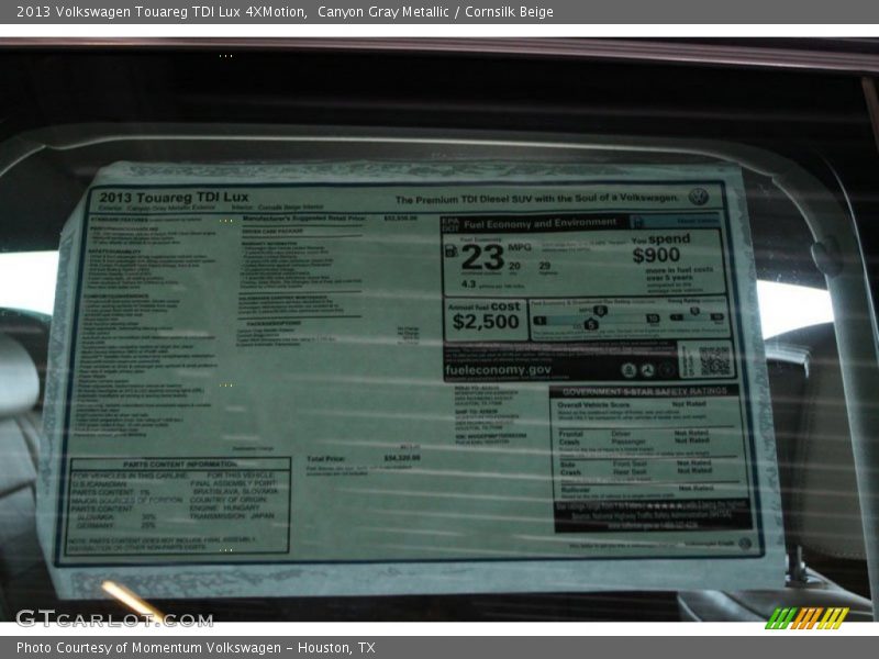 Canyon Gray Metallic / Cornsilk Beige 2013 Volkswagen Touareg TDI Lux 4XMotion