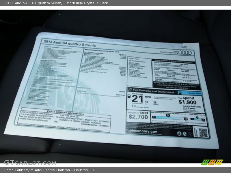  2013 S4 3.0T quattro Sedan Window Sticker