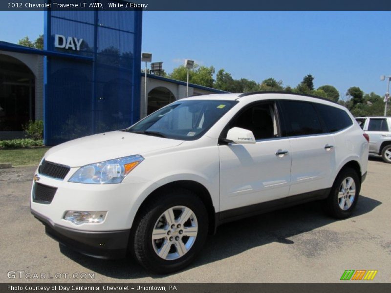 White / Ebony 2012 Chevrolet Traverse LT AWD