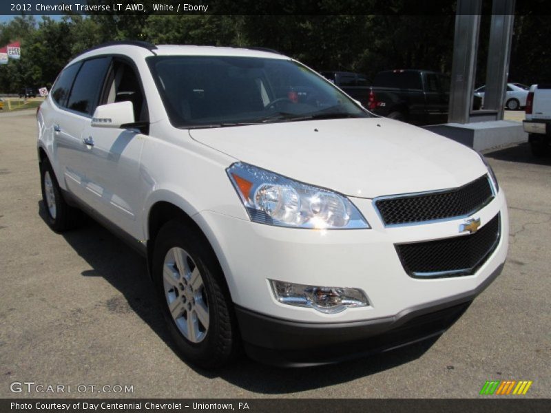 White / Ebony 2012 Chevrolet Traverse LT AWD