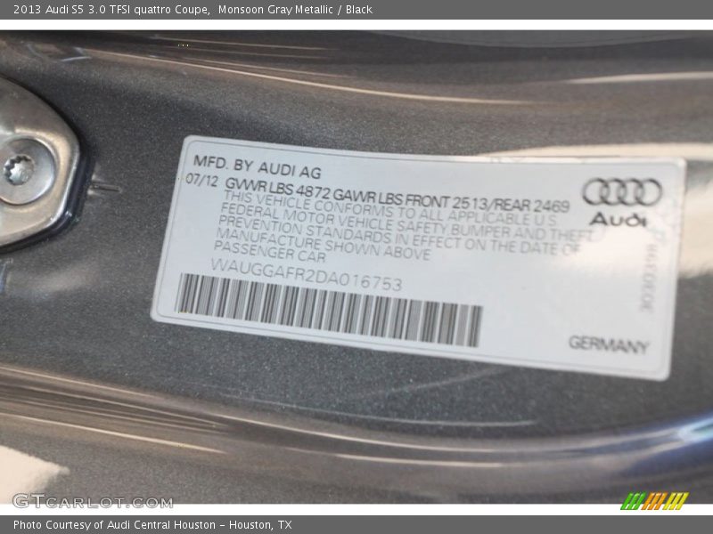 Monsoon Gray Metallic / Black 2013 Audi S5 3.0 TFSI quattro Coupe