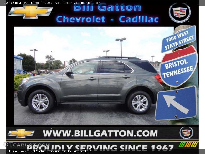 Steel Green Metallic / Jet Black 2013 Chevrolet Equinox LT AWD