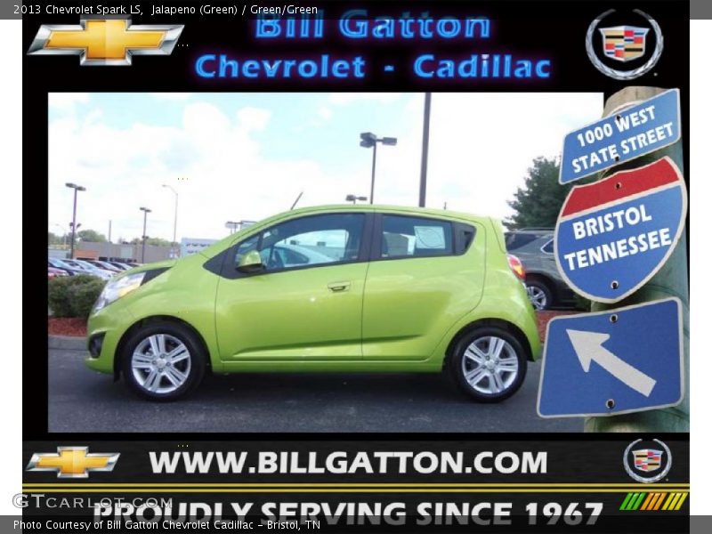Jalapeno (Green) / Green/Green 2013 Chevrolet Spark LS