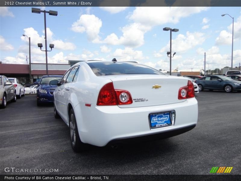 Summit White / Ebony 2012 Chevrolet Malibu LT