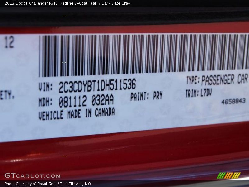 Redline 3-Coat Pearl / Dark Slate Gray 2013 Dodge Challenger R/T