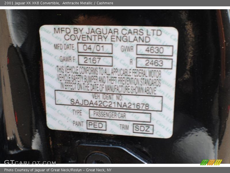Anthracite Metallic / Cashmere 2001 Jaguar XK XK8 Convertible