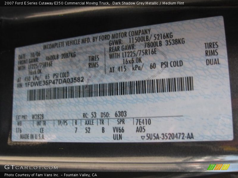 Dark Shadow Grey Metallic / Medium Flint 2007 Ford E Series Cutaway E350 Commercial Moving Truck