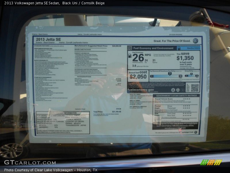 Black Uni / Cornsilk Beige 2013 Volkswagen Jetta SE Sedan