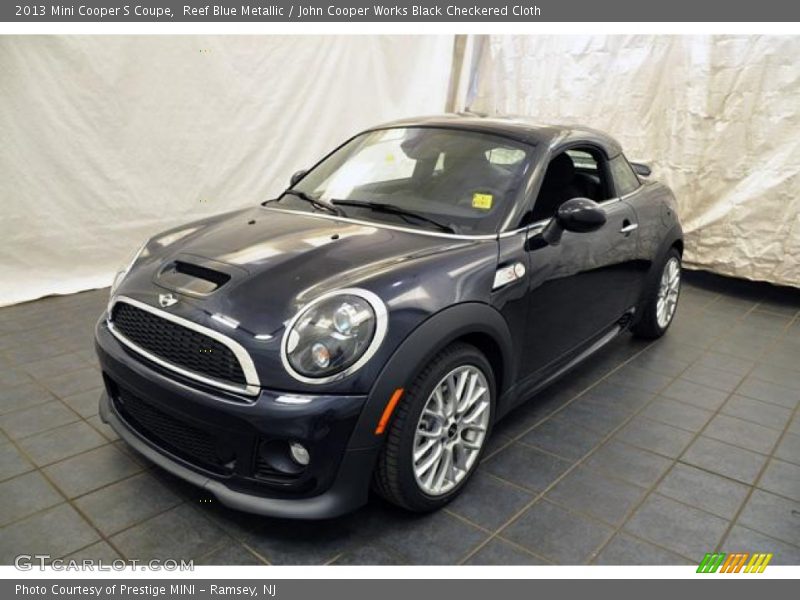 Reef Blue Metallic / John Cooper Works Black Checkered Cloth 2013 Mini Cooper S Coupe