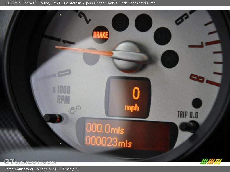 Reef Blue Metallic / John Cooper Works Black Checkered Cloth 2013 Mini Cooper S Coupe