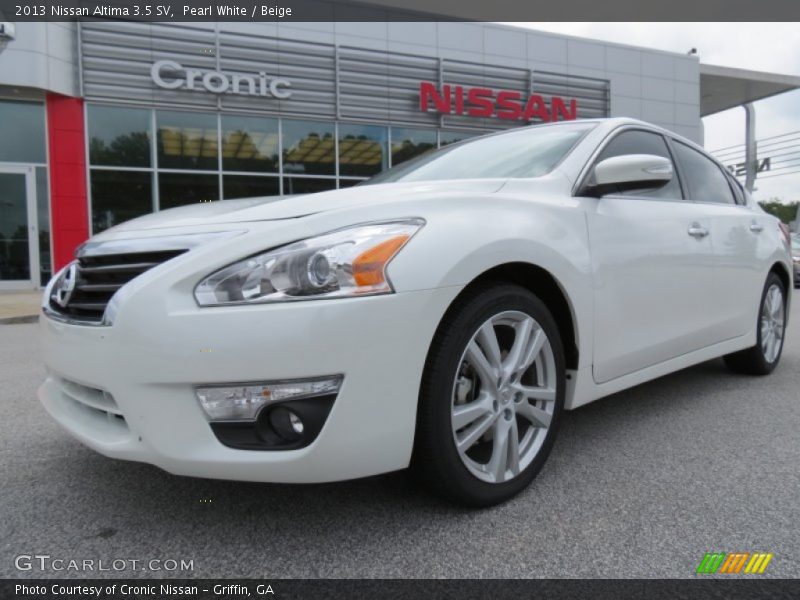 Pearl White / Beige 2013 Nissan Altima 3.5 SV