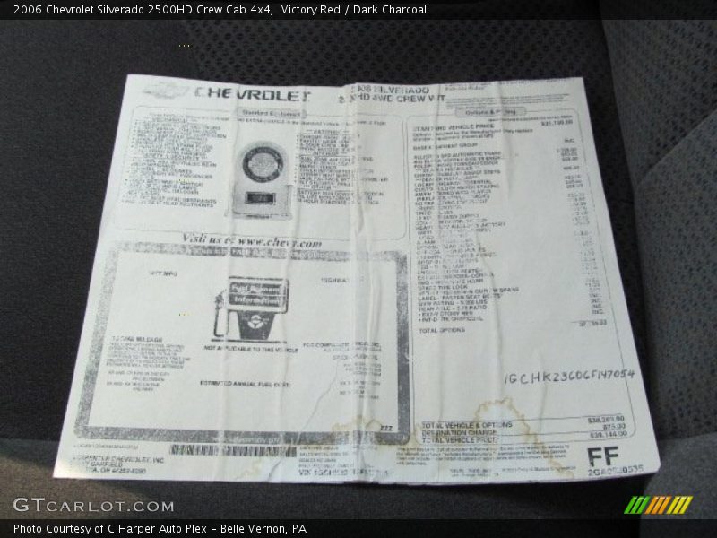 2006 Silverado 2500HD Crew Cab 4x4 Window Sticker