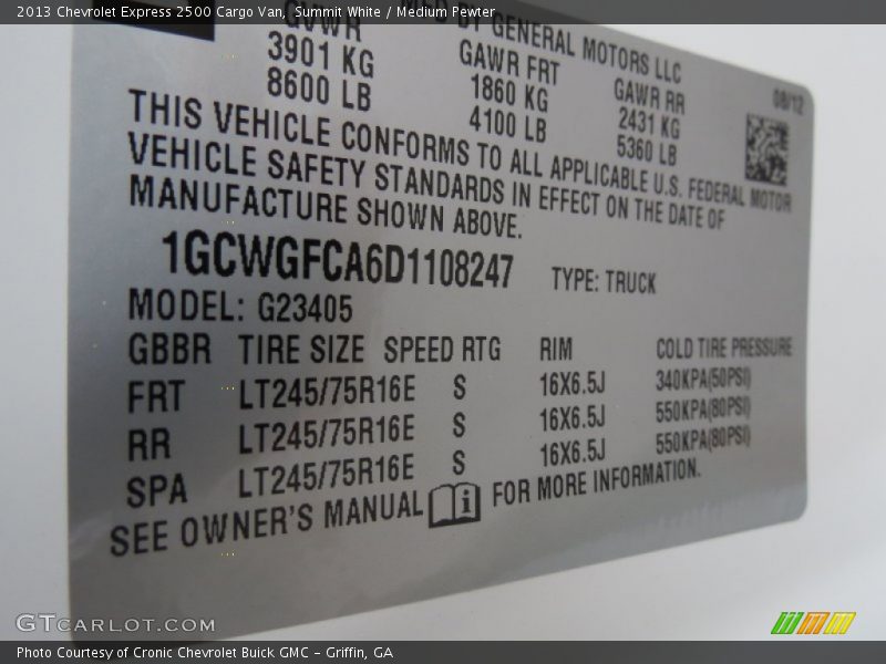 Summit White / Medium Pewter 2013 Chevrolet Express 2500 Cargo Van