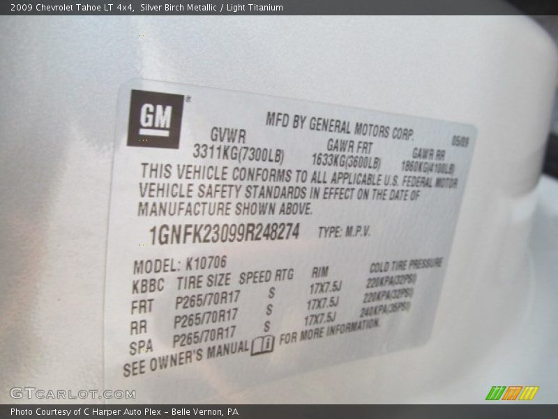 Silver Birch Metallic / Light Titanium 2009 Chevrolet Tahoe LT 4x4