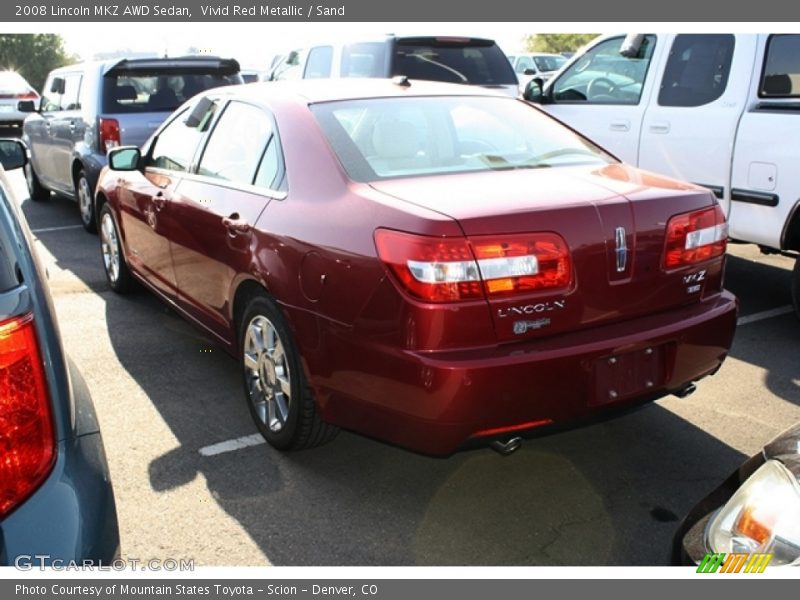 Vivid Red Metallic / Sand 2008 Lincoln MKZ AWD Sedan