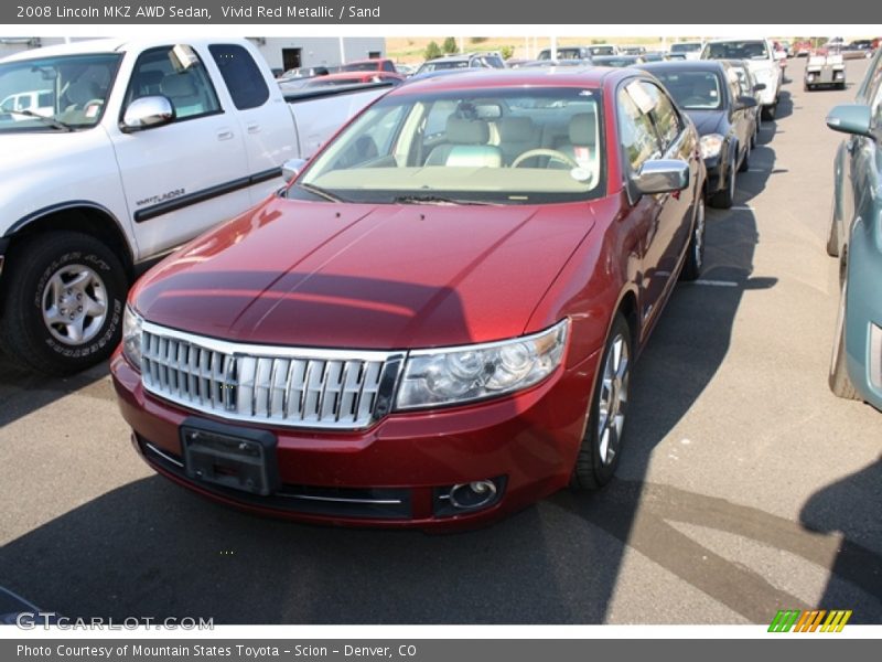 Vivid Red Metallic / Sand 2008 Lincoln MKZ AWD Sedan