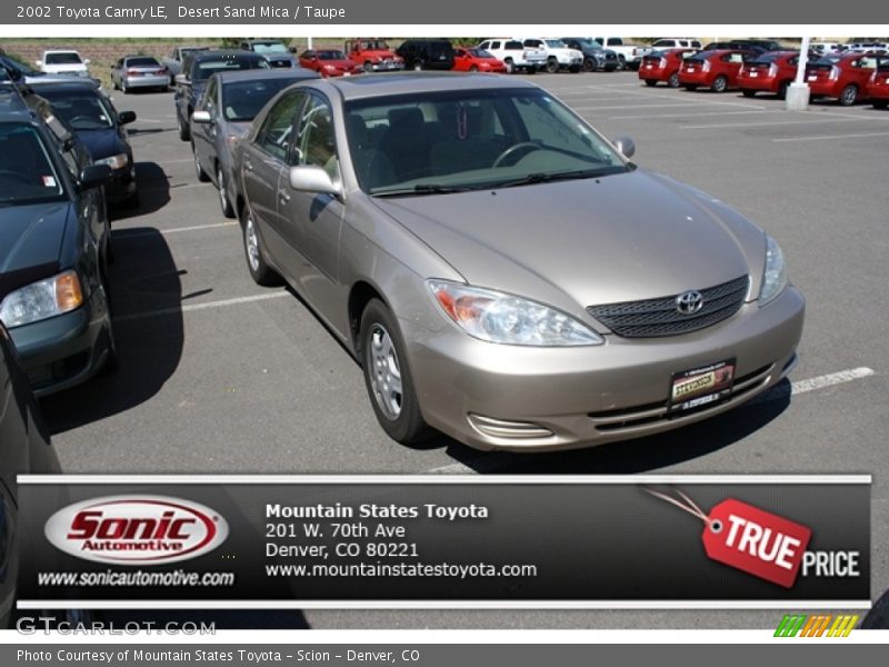 Desert Sand Mica / Taupe 2002 Toyota Camry LE