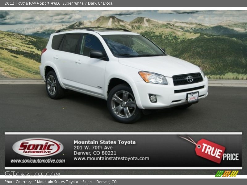 Super White / Dark Charcoal 2012 Toyota RAV4 Sport 4WD
