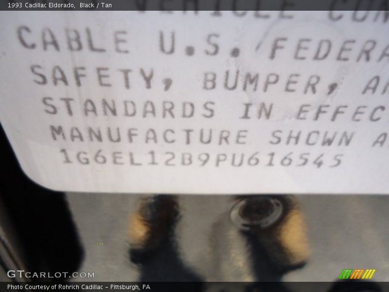Black / Tan 1993 Cadillac Eldorado