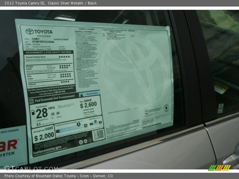 Classic Silver Metallic / Black 2012 Toyota Camry SE