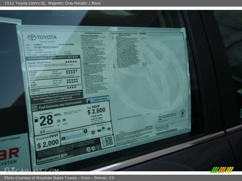 Magnetic Gray Metallic / Black 2012 Toyota Camry SE