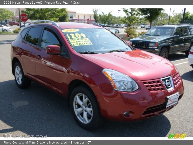Venom Red Pearl / Gray 2008 Nissan Rogue SL AWD