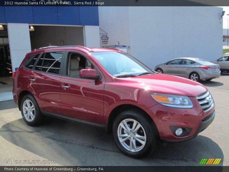 Sierra Red / Beige 2012 Hyundai Santa Fe Limited V6 AWD