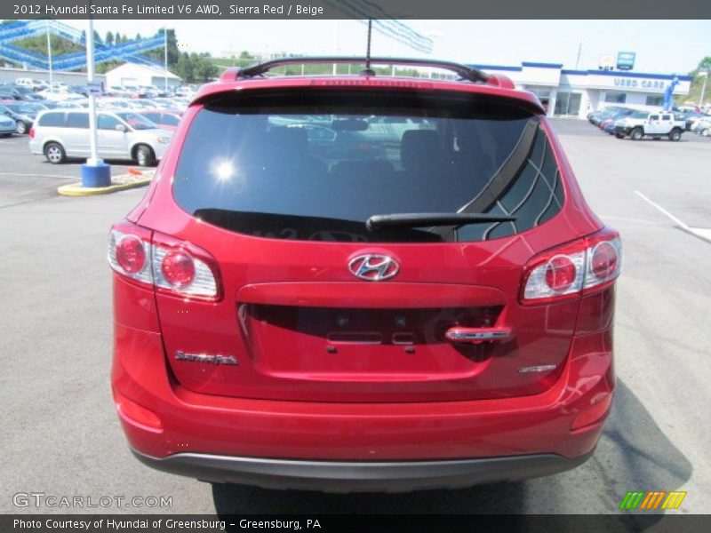 Sierra Red / Beige 2012 Hyundai Santa Fe Limited V6 AWD