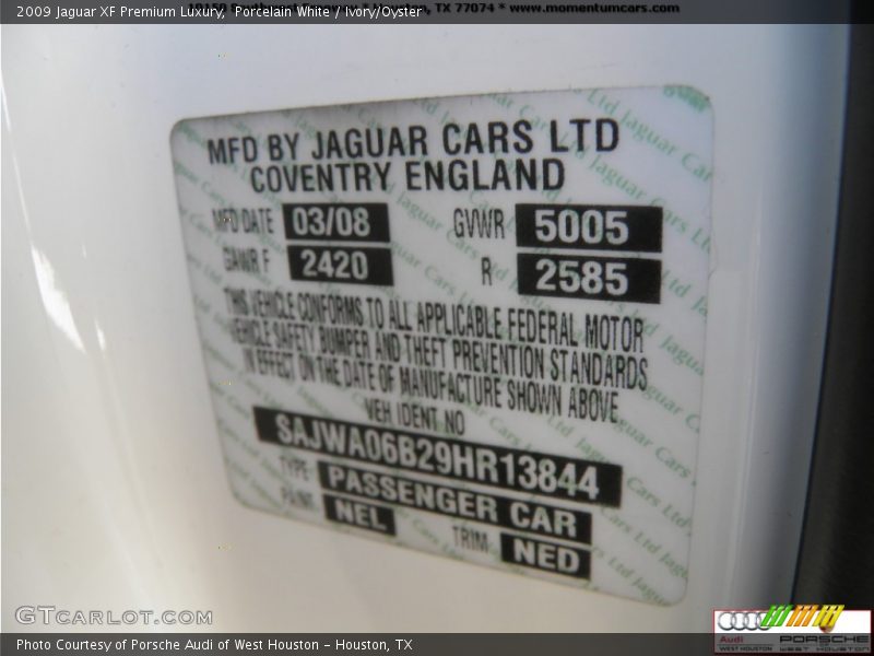 Porcelain White / Ivory/Oyster 2009 Jaguar XF Premium Luxury