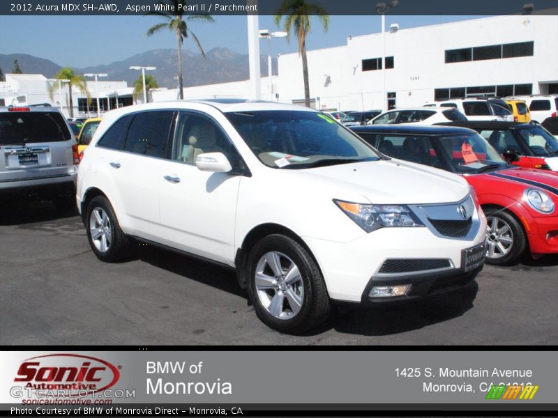 Aspen White Pearl II / Parchment 2012 Acura MDX SH-AWD