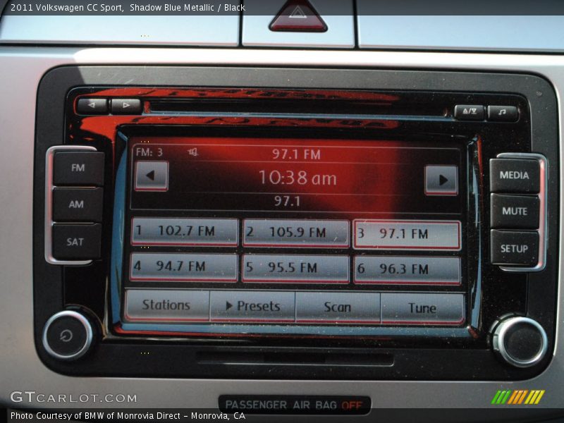 Shadow Blue Metallic / Black 2011 Volkswagen CC Sport