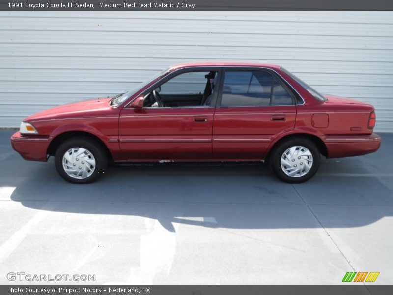 Medium Red Pearl Metallic / Gray 1991 Toyota Corolla LE Sedan