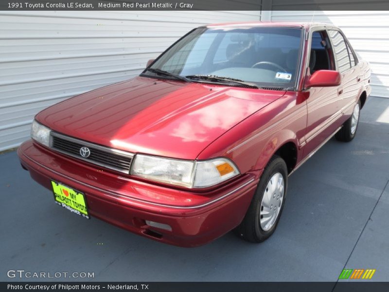 Medium Red Pearl Metallic / Gray 1991 Toyota Corolla LE Sedan