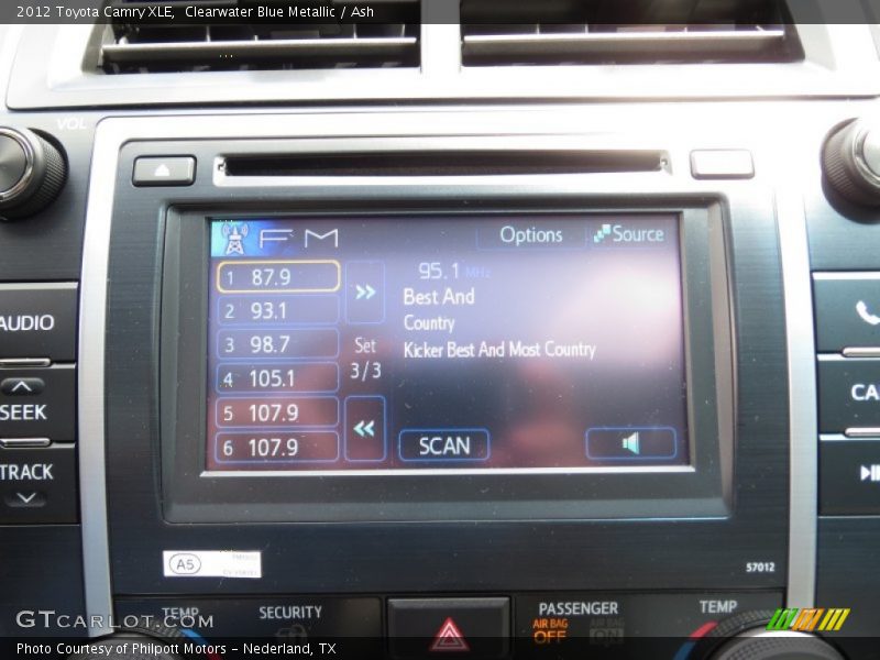 Clearwater Blue Metallic / Ash 2012 Toyota Camry XLE