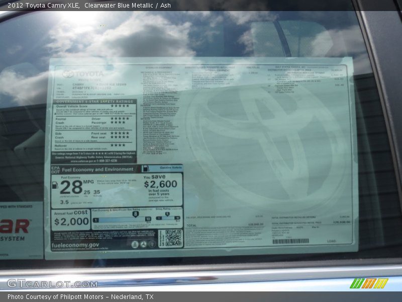 Clearwater Blue Metallic / Ash 2012 Toyota Camry XLE