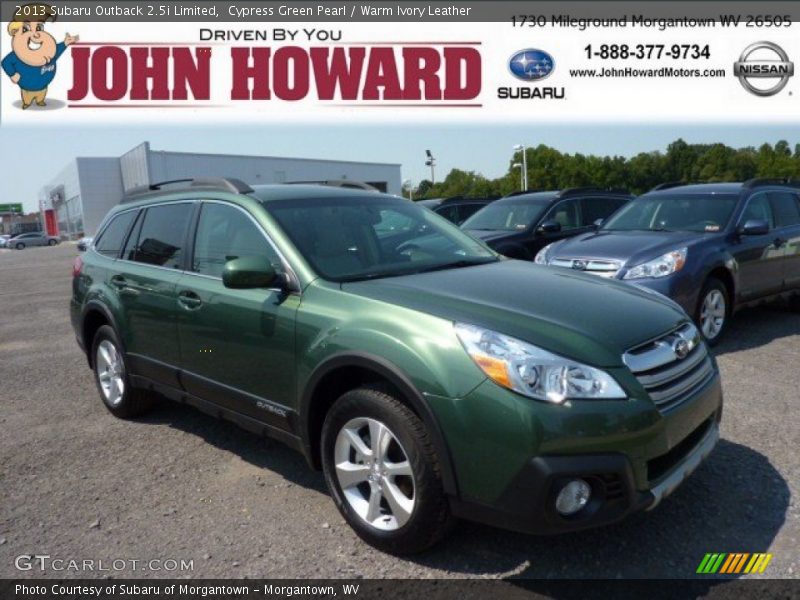 Cypress Green Pearl / Warm Ivory Leather 2013 Subaru Outback 2.5i Limited