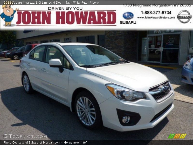 Satin White Pearl / Ivory 2012 Subaru Impreza 2.0i Limited 4 Door