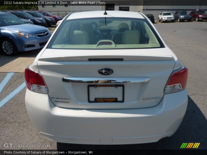 Satin White Pearl / Ivory 2012 Subaru Impreza 2.0i Limited 4 Door