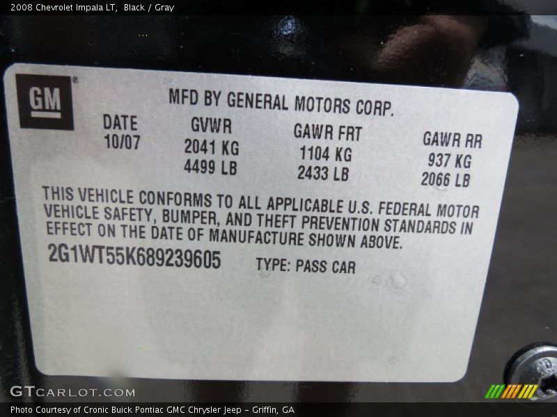 Black / Gray 2008 Chevrolet Impala LT