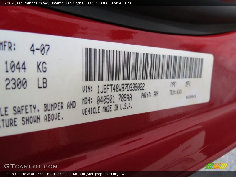 Inferno Red Crystal Pearl / Pastel Pebble Beige 2007 Jeep Patriot Limited