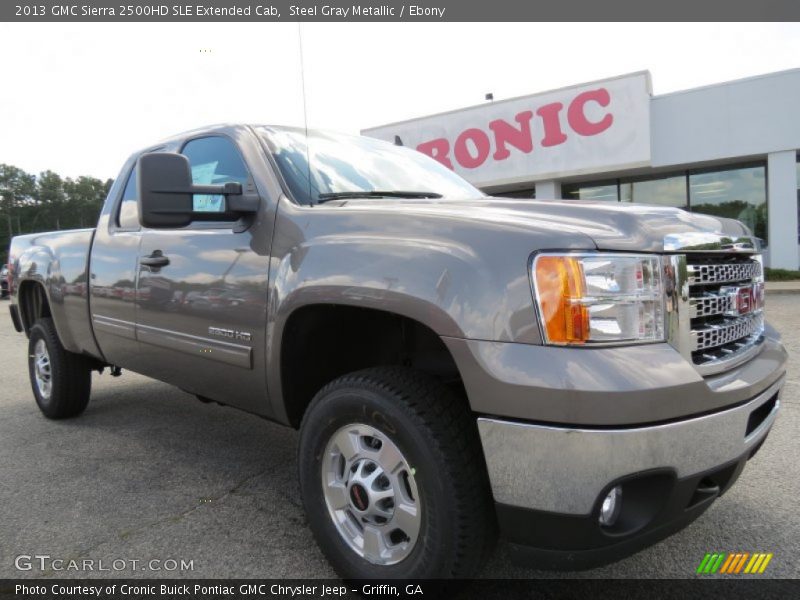 Steel Gray Metallic / Ebony 2013 GMC Sierra 2500HD SLE Extended Cab