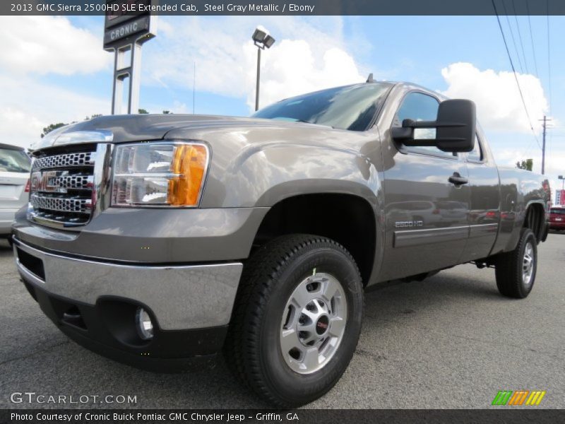 Steel Gray Metallic / Ebony 2013 GMC Sierra 2500HD SLE Extended Cab