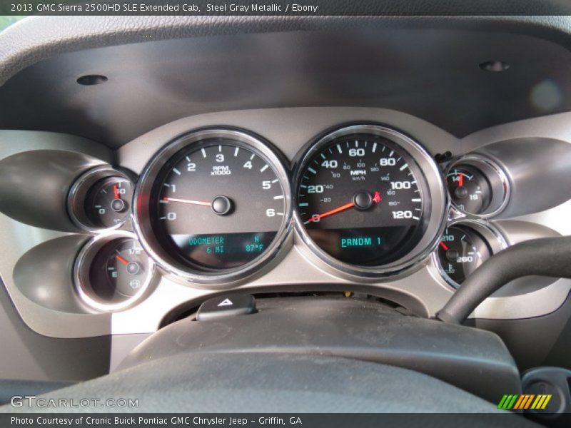 Steel Gray Metallic / Ebony 2013 GMC Sierra 2500HD SLE Extended Cab