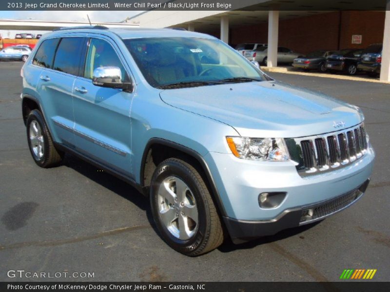 Winter Chill Pearl / Black/Light Frost Beige 2013 Jeep Grand Cherokee Limited