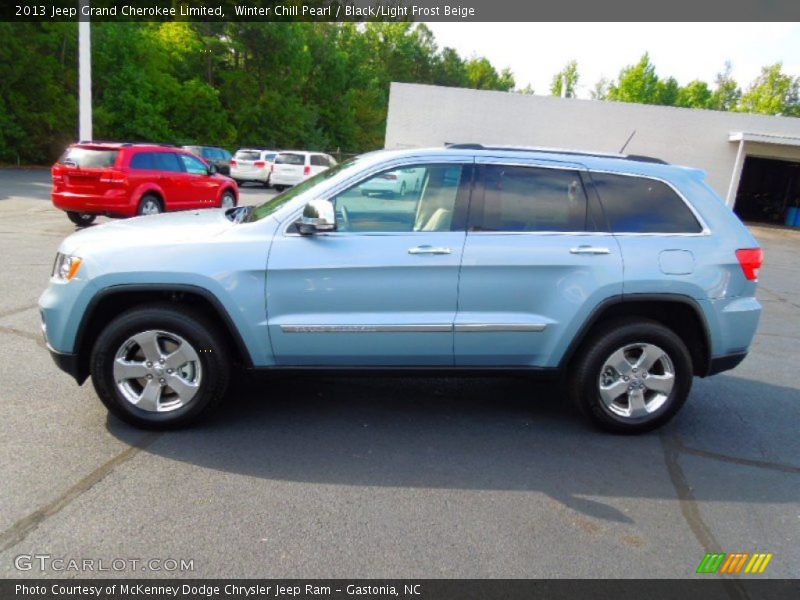 Winter Chill Pearl / Black/Light Frost Beige 2013 Jeep Grand Cherokee Limited