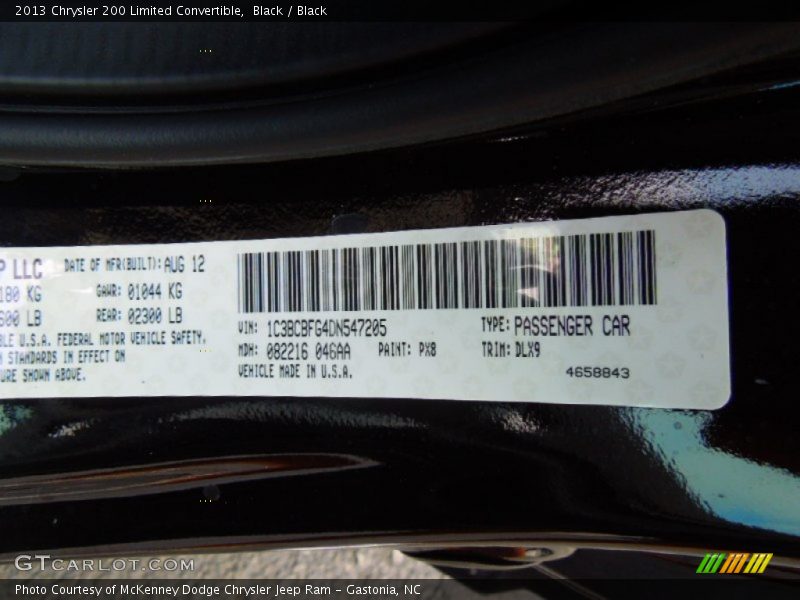 Black / Black 2013 Chrysler 200 Limited Convertible