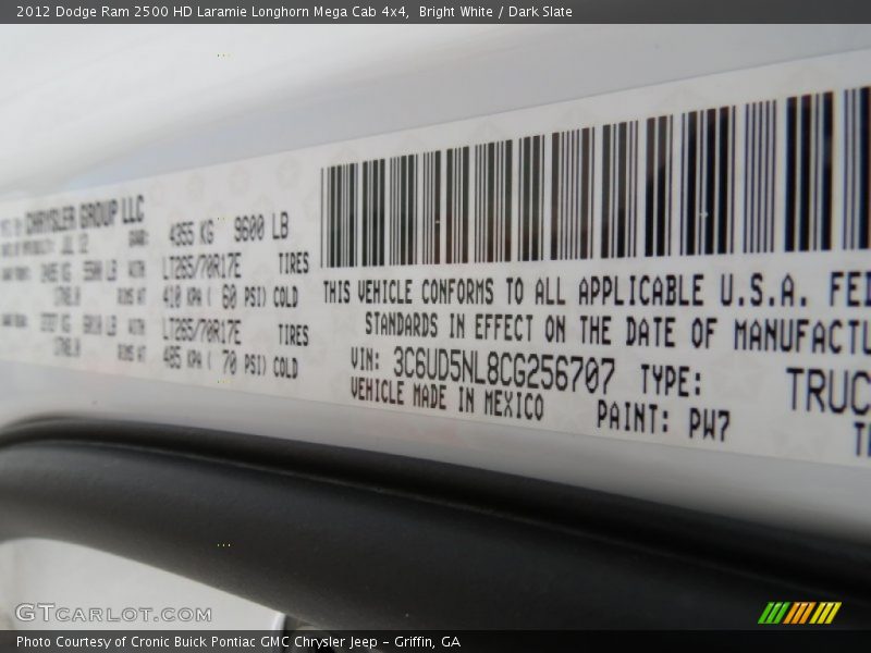 Bright White / Dark Slate 2012 Dodge Ram 2500 HD Laramie Longhorn Mega Cab 4x4